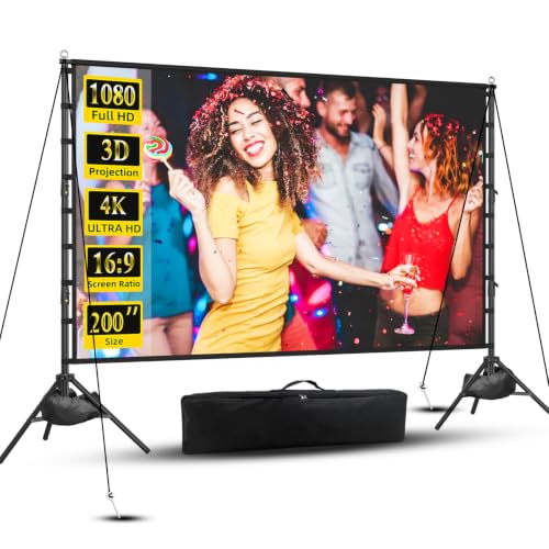 200 Inch Outdoor Projector Screen TOWOND with Stand, 35mm Frame | Extra-large 200-inch front/rear screen and 35mm frame serve large backyard, church, school and community events.