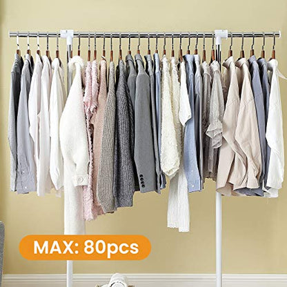 LiaMeE Adjustable Clothing Rack for Hanging Clothes, Heavy Duty Garment Rack with Wheels，Free Standing Rolling Clothes Rack with Shelf & Grid, Easy Assembly Standard Rod, White & Chrome - color: White