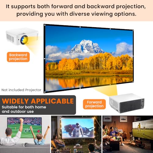 Projector Screen, White Projector Screen, 16:9 No Crease Home Theater Foldable Projection Screen 60"|72"|84"|100"|120"|150" (100 inch Thickened) - size: 100 inch Thickened