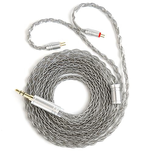 1.5m/4.92ft IEM Cable, KBEAR ST12 MAX 8-strand 4N OFC Silver-plated Upgraded Earphone Cable, 14 Core Earbuds Headphone Extension Wire, in Ear Monitor Cord for Audiophile Musician (Gray, 2PIN 3.5MM) - color: Grey, size: 2PIN 3.5MM, style: 1.5M Long