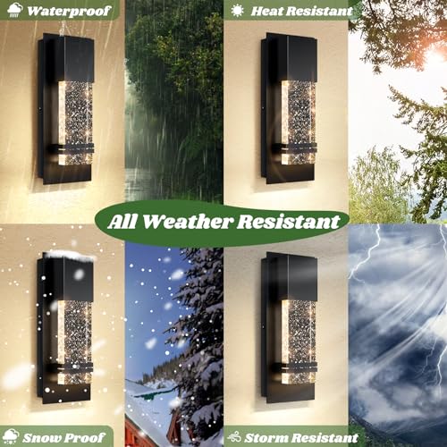 Outdoor Wall Light Fixtures with Crystal Bubble Glass, 10W 3000K | Energy-saving LED, Waterproof & Rust-resistant, Quick & Easy Installation, Modern Design - size: 12in