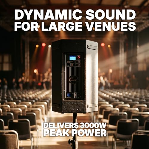 Rockville PLX12 12" Powered PA Speaker, 3000W Peak / 750W RMS, Plywood, DSP | Enclosure, Bluetooth 5.2 TWS, 2 XLR/TRS Inputs, AUX, XLR Output, Wedge Monitor, Pole Mount, 127dB SPL, Class D, 12 Fly Points