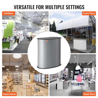 VEVOR Portable Tradeshow Podium Table, 35.43" x 19.29" x 37.01", Display Exhibition Counter Stand Booth Fair with Wall, Foldable Promotion Retail Bar Table Pop Up Podium Counter with Carrying Bag