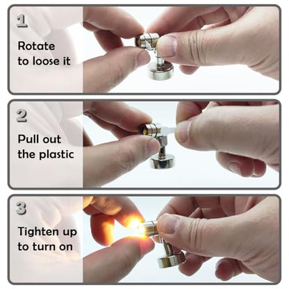 Suzeyar Metal Miniature LED Light,Tiny Spot Lights with Magnet Base,Battery Operated LED Lights,Wireless Miniature Spot Light for Artwork Painting,Jewelry Showcase,DIY Hand Craft (Warm White) - color: Warm White