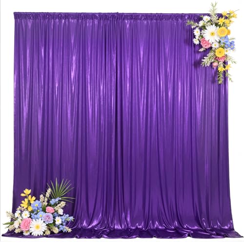 10x10ft Purple Backdrop Curtains Wedding Party Glitter Sequin Curtain Backdrop Fabric Shimmer Drapes Backdrop Bridal Baby Shower Birthday Christmas Photoshoot Background Photography 5x10FT，2 Panels - color: Purple, size: 10ft X 10ft(2 Panels 5ft X 10ft)