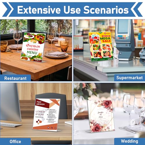 Acrylic Sign Holder 4x6 Inches, 16 Pack Clear Plastic Table Flyer Display Stand, L-Shape Vertical Menu Paper Holder Stand, Clear Picture Photo Flyer Display Stand for Restaurants, Store Fair,Office - size: 16 Pack-L Shape-4X6