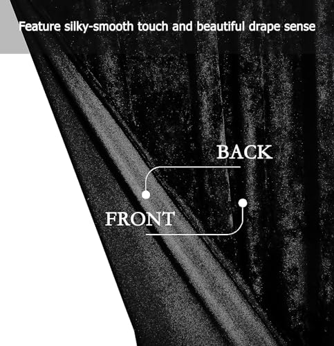 Chezmoi Collection Lux Black Crushed Velvet Curtains 2 Panel Set - 84 inches Long Room Darkening Luxury Distressed Velvet Rod Pocket Window Drapes for Living Room Bedroom 50" W x 84" L - color: Black