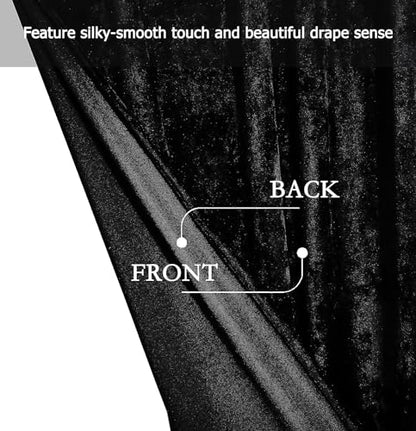 Chezmoi Collection Lux Black Crushed Velvet Curtains 2 Panel Set - 84 inches Long Room Darkening Luxury Distressed Velvet Rod Pocket Window Drapes for Living Room Bedroom 50" W x 84" L - color: Black