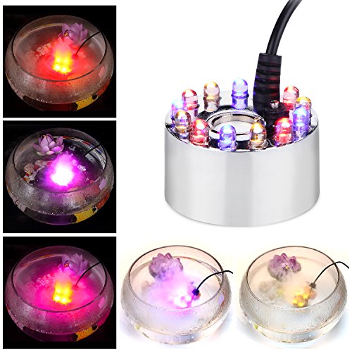 IMAGE Mist Maker Fogger Water Fountain Pond 12 LED Color for Halloween