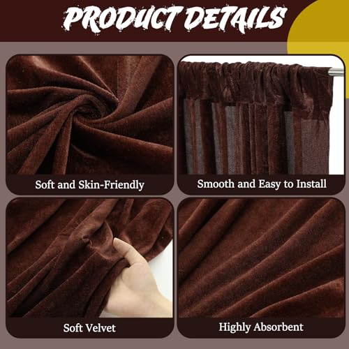 Hunnmingre 2 Pcs 5 X10 ft Velvet Curtains Backdrop Drapes, Chocolate Brown | Wrinkle Free Silky, Velvet Wedding Backdrop Drapes, Photo Curtains for Parties Birthday Baby Shower Photography Background - color: Chocolate Brown