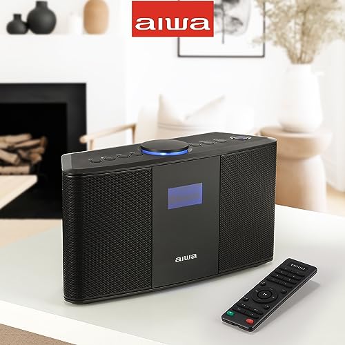 Aiwa Exos 5 Wireless Speaker - Unleash Powerful Sound and Versatile Connectivity On-The-Go Experience Bluetooth Freedom, FM Radio, Clock, 20W RMS, LCD Display, and Alarm Clock Functionality - size: Exos-5