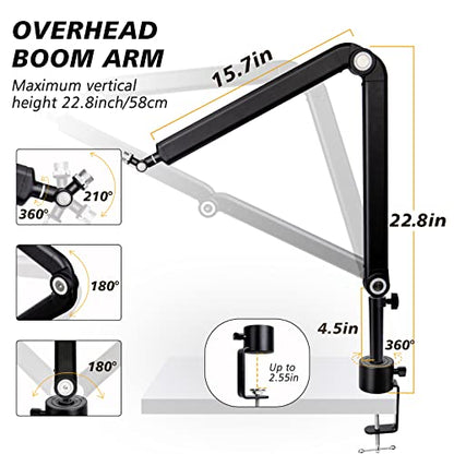 SUNMON Boom Arm for Blue Yeti, Microphone Stand with Extension Tube - color: 𝙈𝙞𝙘𝙧𝙤𝙥𝙝𝙤𝙣𝙚 𝘽𝙤𝙤𝙢 𝘼𝙧𝙢
