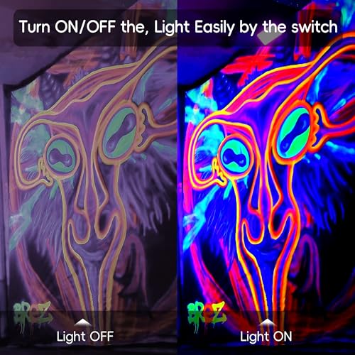 4 Pack 100W Black Light,Black Flood Light Outdoor with Plug and Switch, 395nm IP66 Waterproof Blacklight Neon Glow for Glow Party, Halloween, Fluorescent Poster, Body Paint - size: 395nm-100w