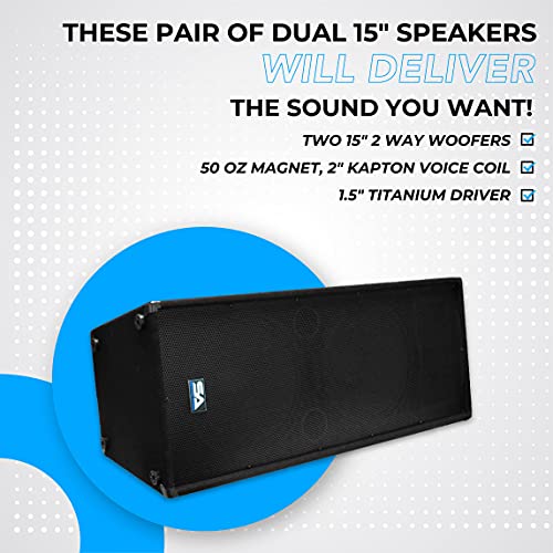 Seismic Audio Speakers Pair of Passive Dual 15 Inch PA/DJ Speakers - PRO Audio, 1400 Watts RMS