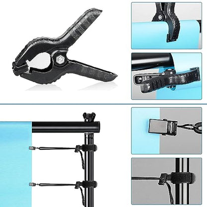 SLOW DOLPHIN Pipe and Drape Photography Backdrop Stand Kit Adjustable Photo Background Stand 10ft x 10ft with Metal Base for Parties Weddings Birthday Party Events Photo Booth(Black)