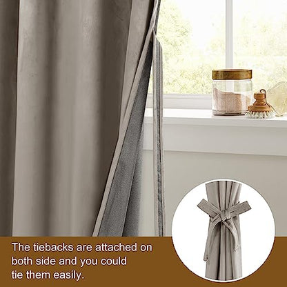 DWCN Velvet Curtains Taupe 63 inches Long- Room Darkening Light Blocking Window Drapes for Nursery Bedroom, Living Room, Tieable Solid Grommet Curtains & Drapes, W52 x L63, 2 Panels - color: Taupe, size: 52"W x 63"L (Pack of 2)