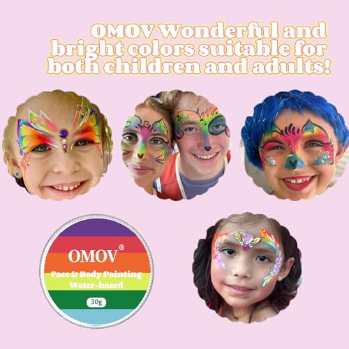 6 Colors Face Paint (1oz) Non-Toxic, Water Based, Rainbow Face Painting Kit for LGBTQ Pride Day Parades,Celebrations Party, Hypoallergenic Face Paint for Kids Adults Christmas Halloween Cosplay - color: Rainbow cake-30g