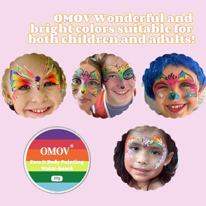 6 Colors Face Paint (1oz) Non-Toxic, Water Based, Rainbow Face Painting Kit for LGBTQ Pride Day Parades,Celebrations Party, Hypoallergenic Face Paint for Kids Adults Christmas Halloween Cosplay - color: Rainbow cake