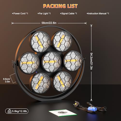 Retro Stage Lights RGB COB 7LED Par Light DMX Control Sound Activated Vintage Wash Par Can Lights for Events Concert Wedding Party Music Live Show Church DJ Birthday