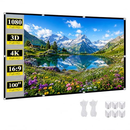 Portable Projector Screen 100 Inch 16:9: Foldable Anti Wrinkle, Lightweight Double Sided Movie Screen for Indoor Outdoor Movies, Home Theater, Backyard, Camping, Families & Movie Lovers