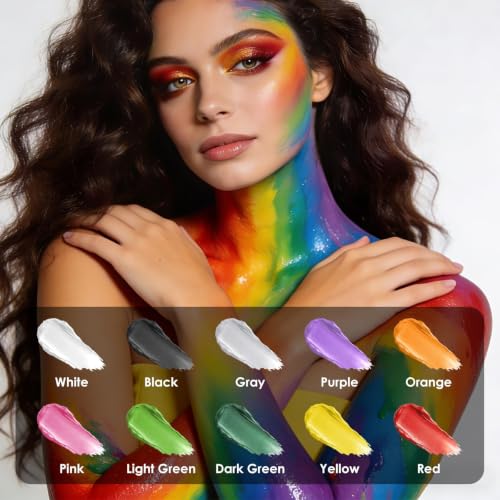 Water Based Cream Face Body Paint Palette, Halloween Makeup Paint (Pink) | Professional Water Activated Non-toxic Washable Face Paint for Adults Teens, Halloween Carnival Cosplay, SFX Theater Makeup - color: Pink