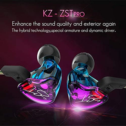 KZ ZST in Ear Monitor Headphone Hybrid Banlance Armature with Dynamic in-Ear Earphone 1BA+1DD Wired Earbuds HiFi Headset Gaming IEMS with Detachable Cable for Gamers,Musicians | KZ in-Ear Earphone 1BA+1DD Wired Earbuds HiFi Headset Gaming IEM with Detacha