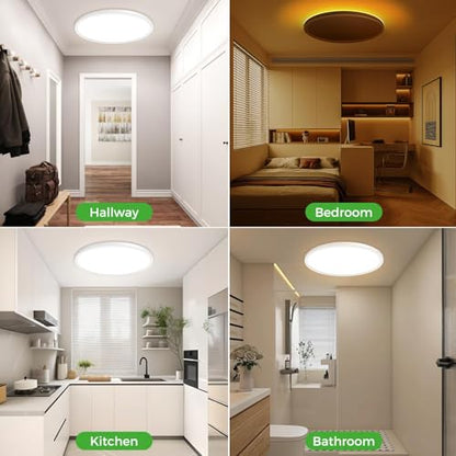 zemty 12 Inch LED Ceiling Light with Night Light 1800K, 3000K/4000K/6500K Dimmable Light Fixtures with Remote Control,24W 2400lm Flush Mount Ceiling Lamp for Bedroom LivingRoom Bathroom Kitchen-White - color: White, size: 12in-1Pack