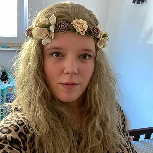 iCos Long Curly Blonde Wig Synthetic Blonde Hair Wig for Women Perfect for Cosplay Parties and Daily Wear - color: Ash blonde
