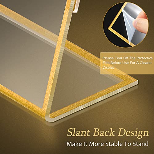 36 Pack Acrylic Sign Holder Gold Frame Table Numbers Slanted Back Menu Display Stand Clear Flyer Document Photo Display Holders Plastic Table Signs for Wedding Office(Vertical Style,4 x 6 Inch) - style: Vertical Style