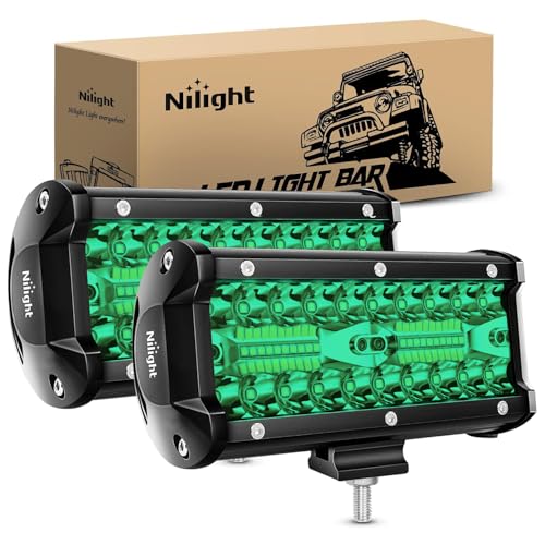 Nilight 6.5 Inch LED Light Pods 2 PCS 120 W Green | Triple Row Design, Flood Spot Combo Beam Off Road Driving Fog Fishing Hunting Deck Trailer Lamp for UTV Pick-up Boat Tractor - color: 2Pcs Led Pods Green, size: Led Pods