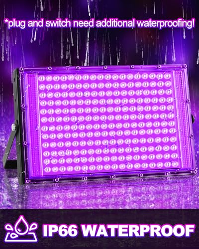 2 Pack 200W LED Black Light for Halloween, Waterproof Blacklight Glow Party | Neon Party, Birthday, IP66, Outdoor, Body Paint, Fluorescent Poster Tapestry, Bedroom, Classroom, 10ft Cord & Plug & Switch - style: 200W-2Pack