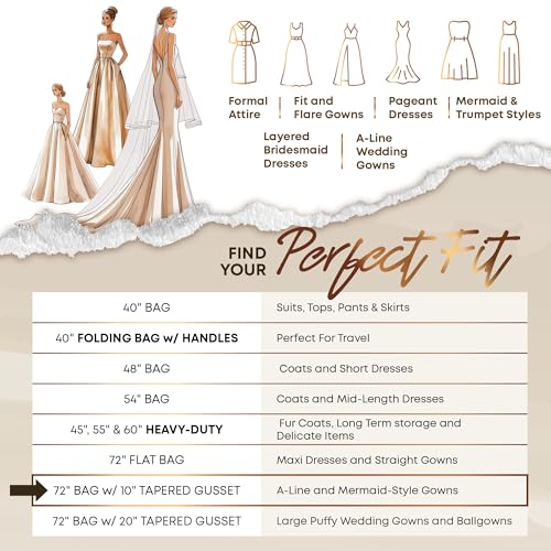 Your Bags Women’s Dress and Gown Garment Bag -72”x24” and 10” Tapered Gusset Prom Bags (Black and White Demask) - color: Black and White Demask
