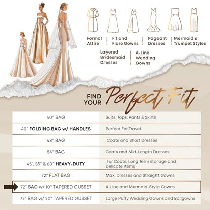 Your Bags Women’s Dress and Gown Garment Bag -72”x24” and 10” Tapered Gusset Prom Bags (Black and White Demask) - color: Black and White Demask