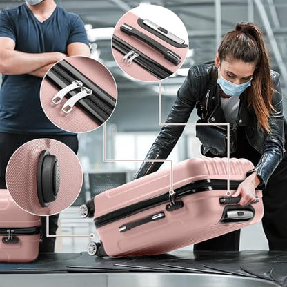 Karl home Luggage Set of 3 Hardside Suitcase Sets - Rose Gold (20/24/28) - color: Rose Gold, size: 3 Piece Set