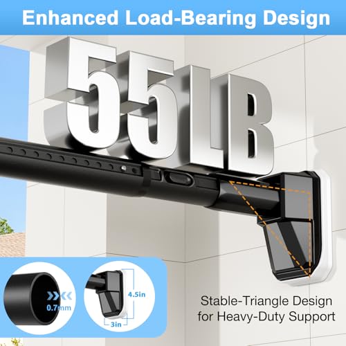 Extra Long Tension Curtain Rod, Black, 41-86 Inch (4-7.1ft), Tension Rod - color: Black, size: 41-86inch