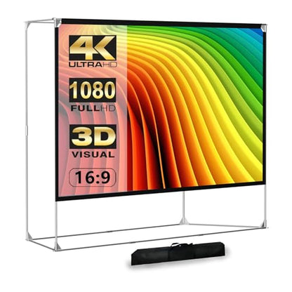 Projector Screen and Stand 150 inch Large Outdoor Projection Screen 16:9 HD 4K Portable Projection Movie Screen with Carry Bag Foldable Anti Crease Windproof Design for Home Theater Backyard Cinema - size: 150 inch