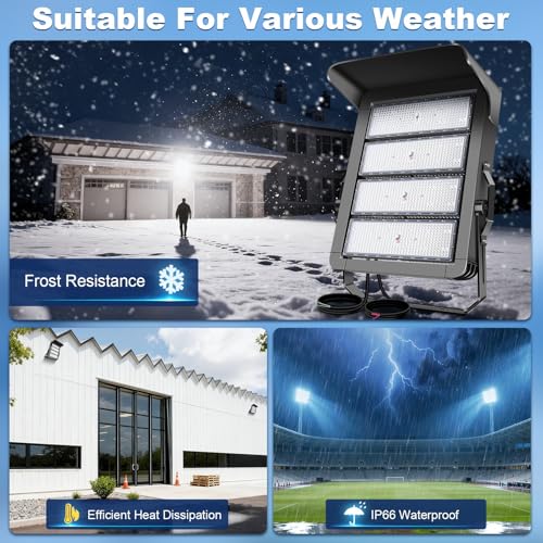 0-150000LM Led Stadium Lights Outdoor Dimmable 0-1000w | Commercial Super Bright Led Arena Floodlight 100-277v 5000k Yoke Mount IP66 Pole Light for Outside Large Area, Sportcourt - size: Extra Large/1000/Dimmable