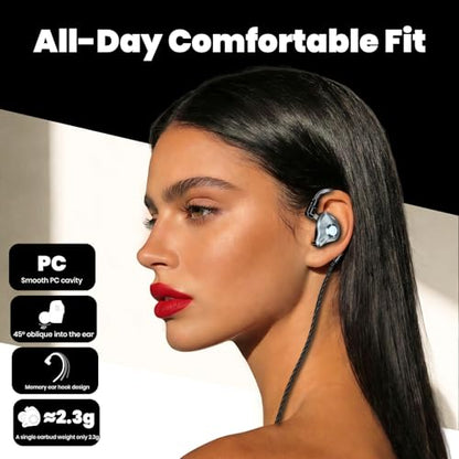 in Ear Monitor Headphones, HiFi IEM Wired Earbuds, Deep Bass Sound Isolating Earphones with USB C to 3.5mm Adapter and Detachable 2 Pin Cable for Singer/ Musicians/ Drummers
