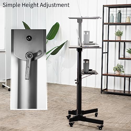 VIVO White Mobile 24 x 16 inch Lectern Podium, CART-V03W | Height Adjustable, Tilting Desktop, Rolling Laptop Cart on Wheels, Steel Design, Holds 44 lbs - color: White