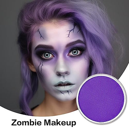 Light Purple Face Body Paint (30gm), Water Activated Face Paint Kit Safe for Kids & Adults, Safe Face Painting for Halloween Widowmaker Mermaid Ursula Cosplay Costume SFX Makeup - color: Light Purple