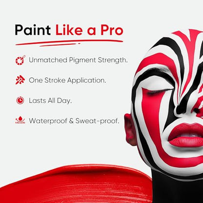 Blue Squid PRO Red, White and Black Face Paint Stick - Waterproof Body Paint Adults & Kids Eye Black Baseball, Eyeblack Softball -Hypoallergenic Twist-Up Non-Toxic Makeup Stick - Cosplay, Sports & SFX - color: Red, White & Black