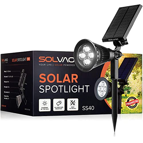 SOLVAO Solar Spotlight | 200 Lumen Ultra Bright | Waterproof, Adjustable 270° | Flag Pole, Outdoor, Landscape, Yard, Driveway | Auto On/Off | No Wiring Required - size: 1 Pack