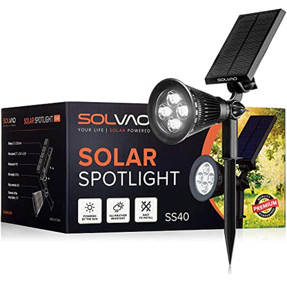 SOLVAO Solar Spotlight | 200 Lumen Ultra Bright | Waterproof, Adjustable 270° | Flag Pole, Outdoor, Landscape, Yard, Driveway | Auto On/Off | No Wiring Required - size: 1 Pack