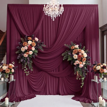 10ft×15ft Burgundy Backdrop Curtain for Wedding Parties - color: Burgundy, size: W5' x H15'(2 panels)