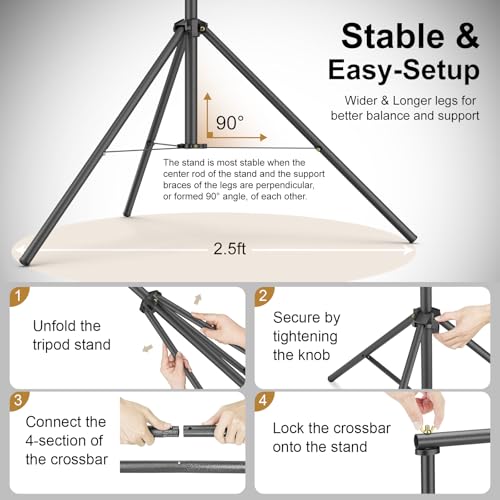 LINCO Lincostore Backdrop Support Stand Kit 10x6.5ft Adjustable Photography Studio Photo Background Support System with Carrying Bag for Green Screen Muslin, 4171 (10ft Wide 7ft high) - size: 10ft wide 7ft high