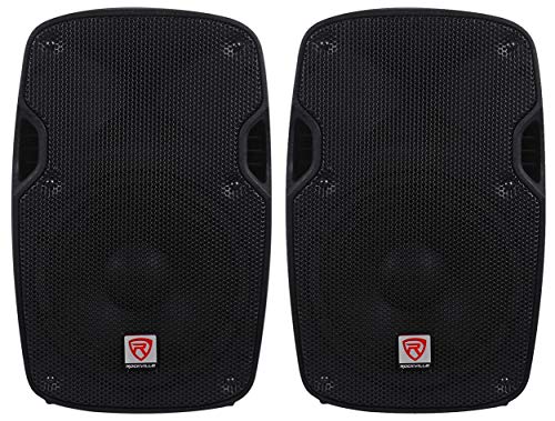 Rockville SPG84 8" Passive DJ PA Speaker, ABS Cabinet, 4 Ohm, 2-Pack | 400W Peak / 100W RMS, Speakon Input/Output, 35mm Pole Mount, Floor Monitor, Titanium Driver, 2-Way, Compact, Carry Handle