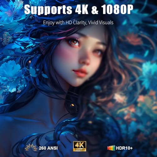 Mini Projector with Wifi and Bluetooth,4K Supported Smart Projector | Built-in Apps,XENPONAD Portable Projector for Bedroom Celling Camping & Outdoor, Movie Projector with Speaker, Auto Keyston
