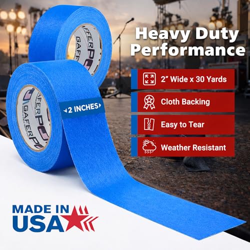Gaffer Power Royal Blue Gaffer Tape 2 Inch x 30 Yds, USA Made - color: Electric Blue, size: 2 inches x 30 yards | 1 pack