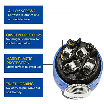 HBU 20 Feet Pack of 1 Speakon to 1/4" Cable - 1pc 20 Ft. Speak-On Male to 6.35mm TS Male Wire for Speaker, Loudspeaker, Audio Amplifier, Mixer - Heavy Duty Shielded Core with Twist Lock