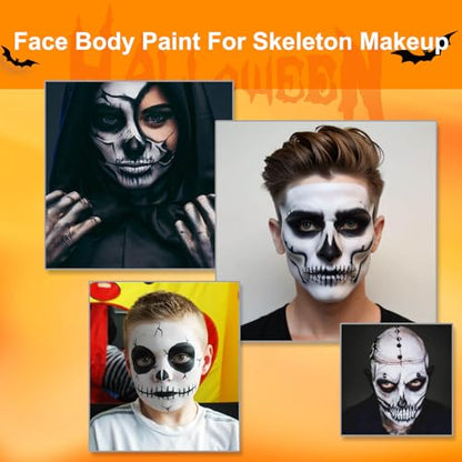 MEICOLY Black White Light Grey Face Body Paint Palette,Halloween Zombie Skeleton Makeup Face Paint,Clown Black White Makeup for Adults and Kids,Professional Body Paint Face Painting for SFX Cosplay - color: black white grey face paint palette